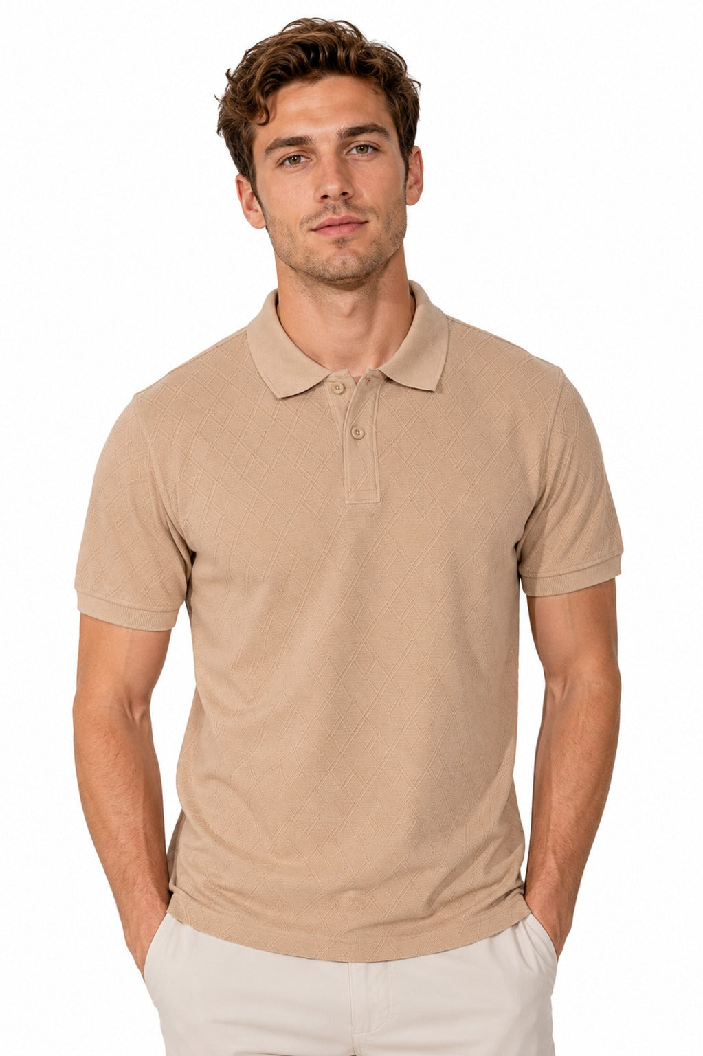 Men’s Textured Jacquard Polo T-Shirt